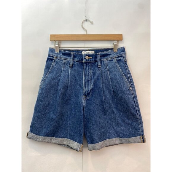 Abercrombie & Fitch Women's Pleated Short Ultra High Rise Denim Size 27 4 New - Picture 1 of 7